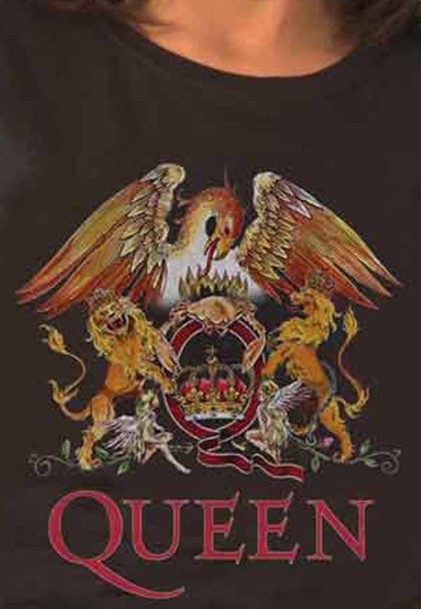 Queen T Shirt Classic Crest Band Logo Official Womens Skinny Fit Black