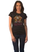 Miniatyrbild 1 av 4: Queen T Shirt Classic Crest Band Logo Official Womens Skinny Fit Black