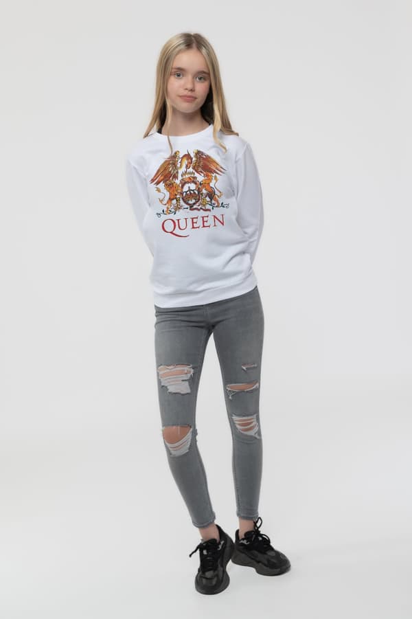 Queen Kids Sweatshirt Classic Crest Band Logo Official White