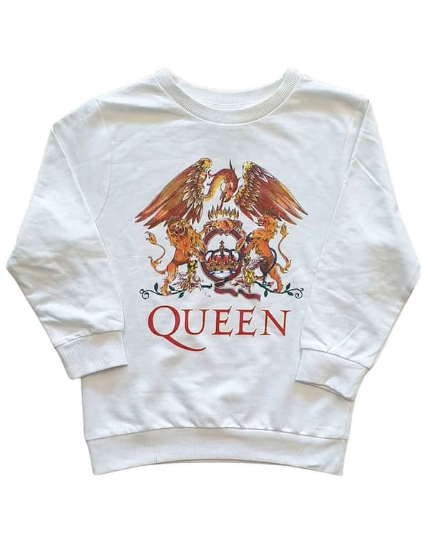 Queen Kids Sweatshirt Classic Crest Band Logo Official White