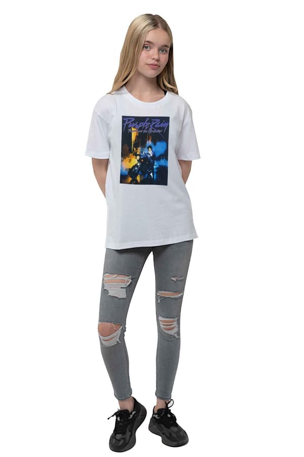 Prince Kids T Shirt Purple Rain Official White Ages 3-12 yrs