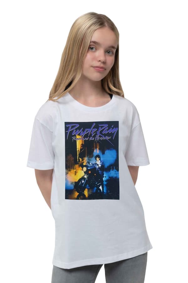 Prince Kids T Shirt Purple Rain Official White Ages 3-12 yrs