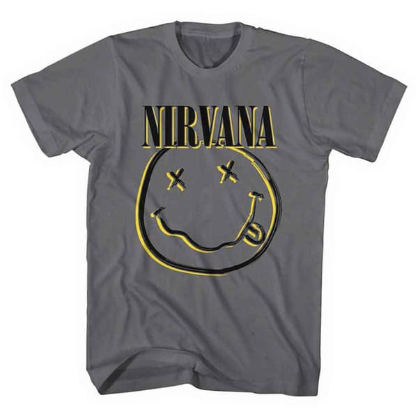 Nirvana T Shirt Inverse Smile Band Logo Official Unisex Charcoal Grey
