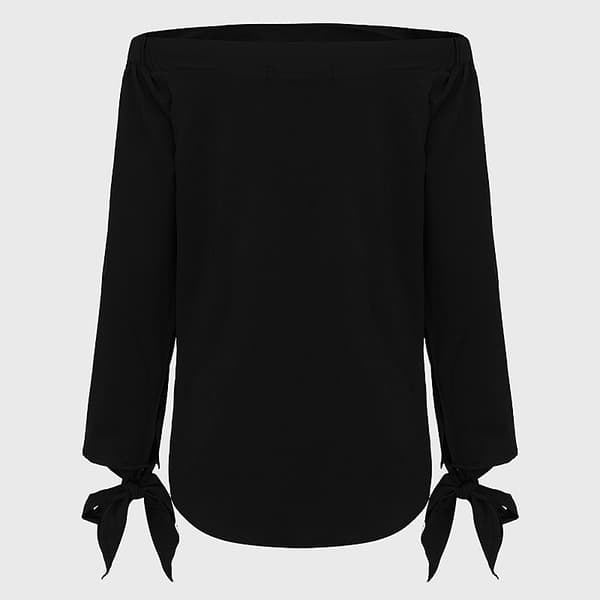 Dam off-shulder långärmad randig Casual Slim Fit BLous Topper Skjorta Jumper
