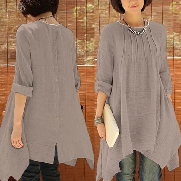 Dammode Plus Size Lös Solid Basic Toppar Skjorta Blus Pullover T-Shirt Tee