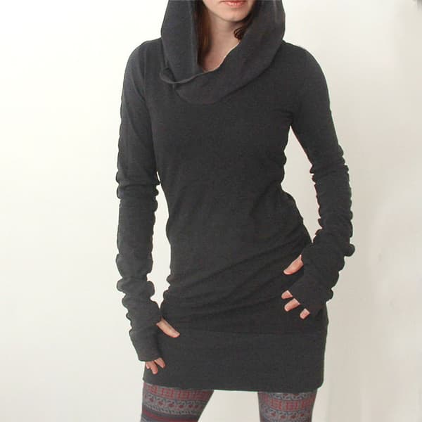 Kvinder Plus Efterår Vinter Hooded Bomuld Sweatshirt Hættetrøje Jumper Toppe Mini Kjole