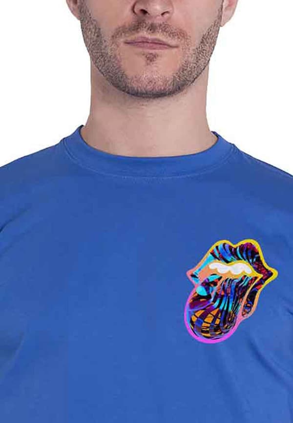 The Rolling Stones T Shirt Sixty Gradient Text Logo Official Mens Royal Blue