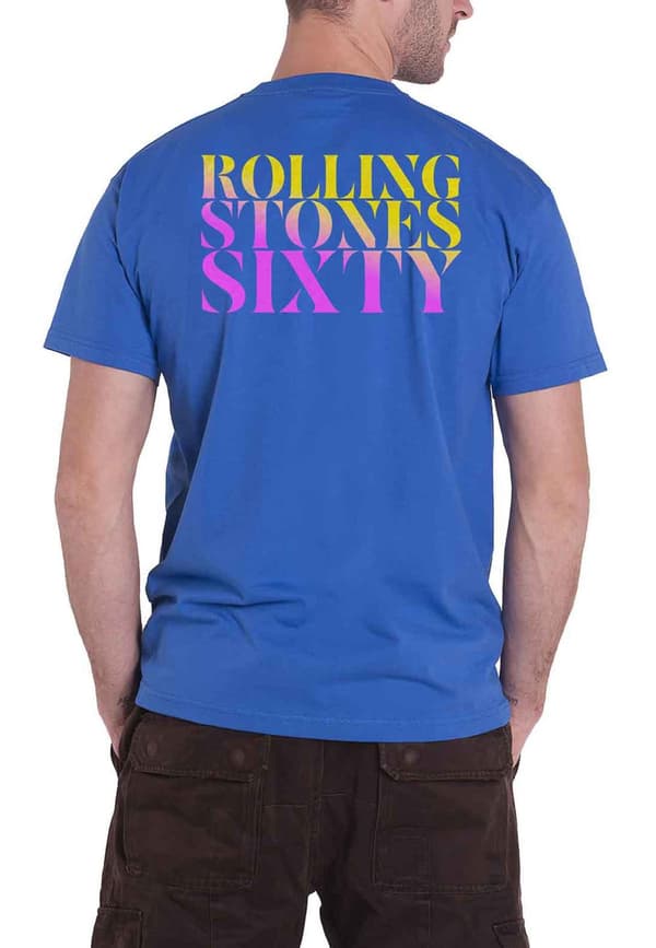 The Rolling Stones T Shirt Sixty Gradient Text Logo Official Mens Royal Blue