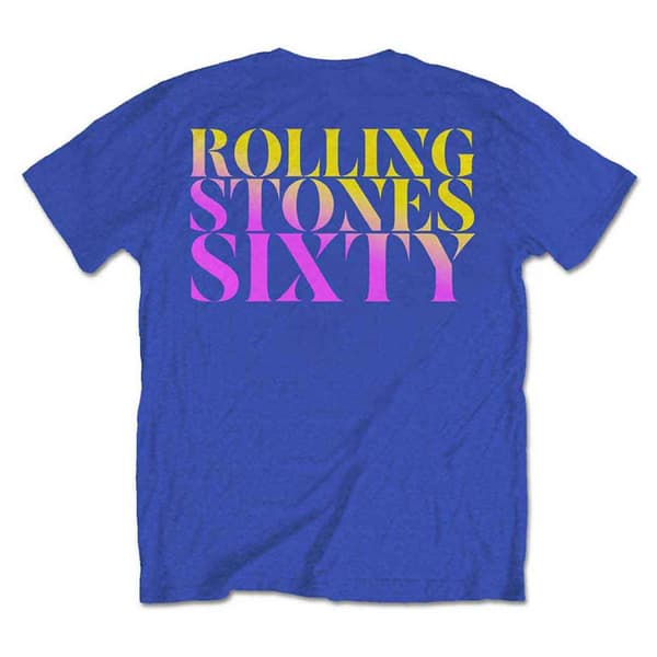 The Rolling Stones T Shirt Sixty Gradient Text Logo Official Mens Royal Blue