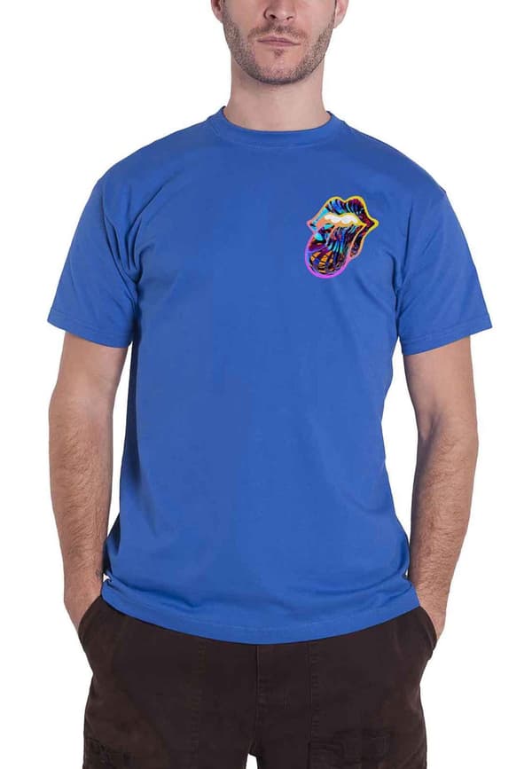 The Rolling Stones T Shirt Sixty Gradient Text Logo Official Mens Royal Blue Blue L