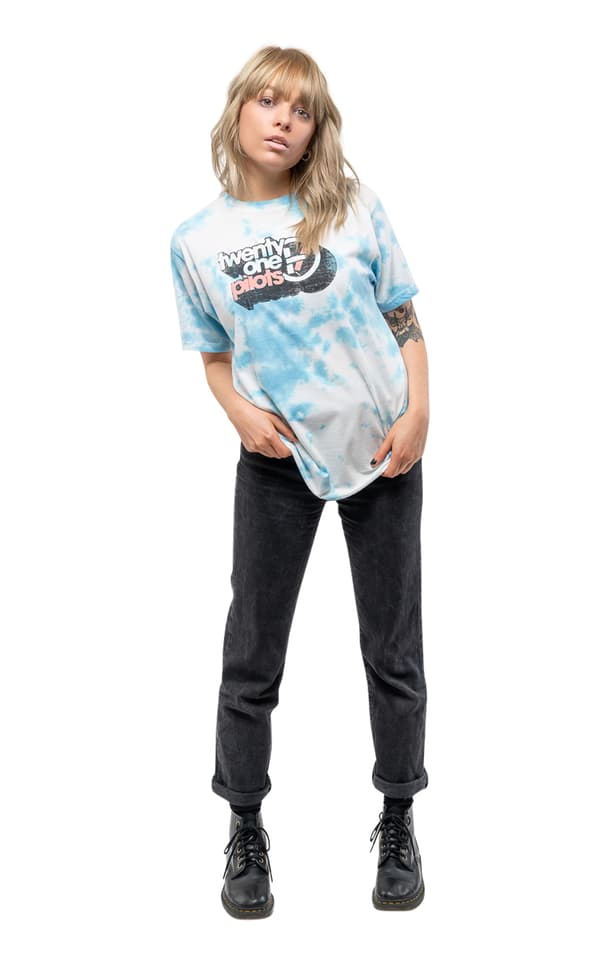 Twenty One Pilots T Shirt Vintage Block Holiday Band Logo Unisex Blue Dip Dye