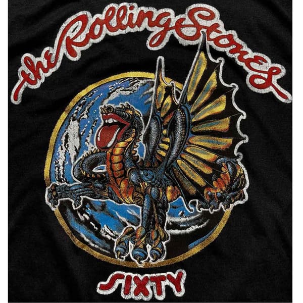 The Rolling Stones T Shirt Sixty Dragon Globe Logo Official Mens Black
