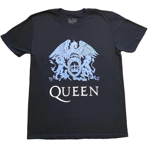 Queen Unisex T-Shirt: Blue Crest (Medium)