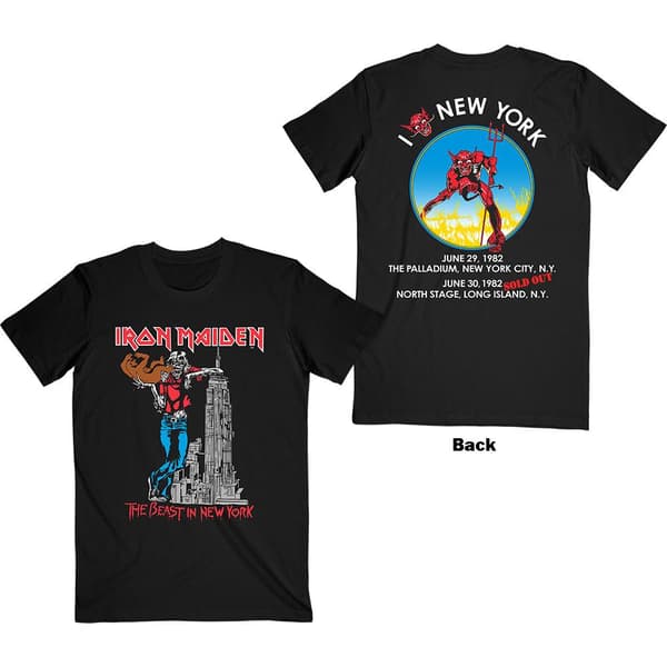 Iron Maiden Unisex T-Shirt: The Beast In New York (Back Print) (X-Large)