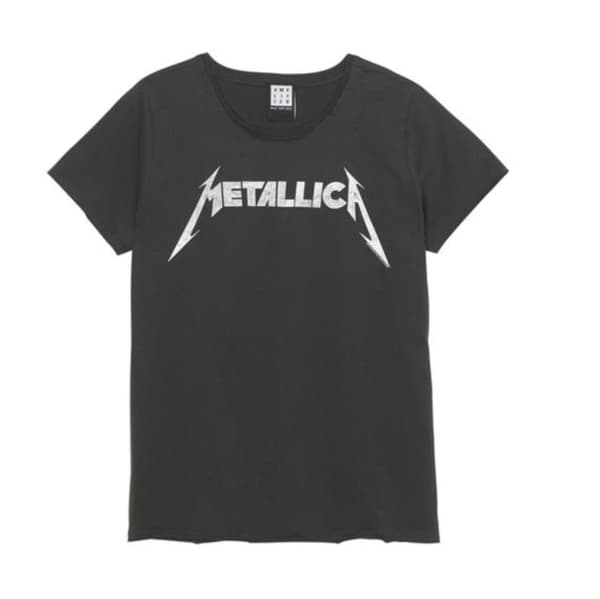 Metallica: Logo Amplified Vintage Charcoal Large Ladies T Shirt