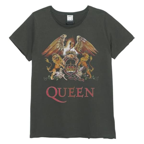 Queen: Royal Crest Amplified Vintage Charcoal Large Ladies T Shirt