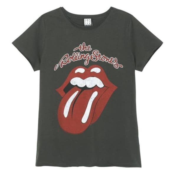 Rolling Stones: Vintage Amplified Vintage Charcoal Large Ladies T Shirt