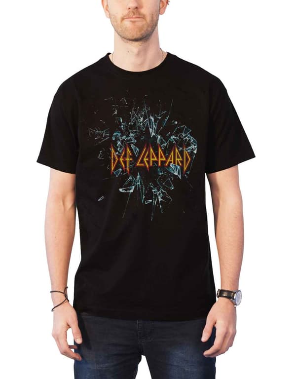 Def Leppard T Shirt Shatter band logo album Official Mens Black