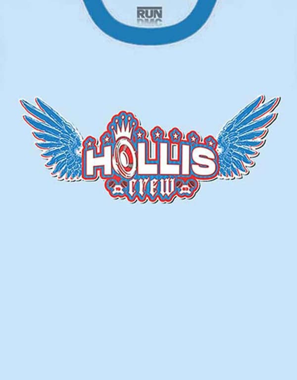 Run DMC Ringer T Shirt Hollis Crew Band Logo Official Unisex Sky Blue