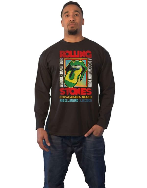 The Rolling Stones T Shirt Copacabana Beach Band Logo Official Black Long Sleeve
