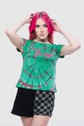 Miniatyrbild 1 av 4: The Sex Pistols Crop Top Shirt Band Logo Official Womens Green Dye Wash