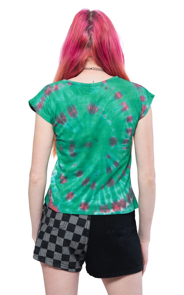 The Sex Pistols Crop Top Shirt Band Logo Official Womens Green Dye Wash