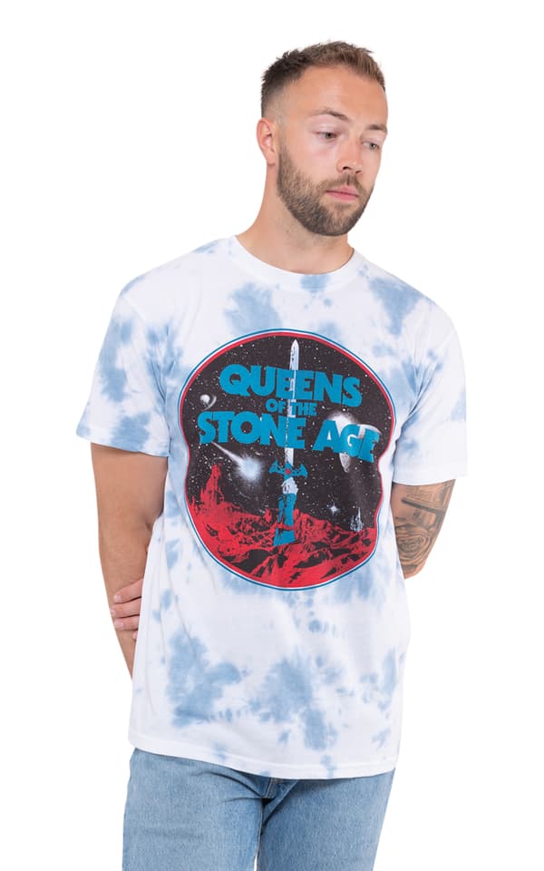Queens Of The Stone Age T Shirt Branca Sword Official Unisex Dip Dye White