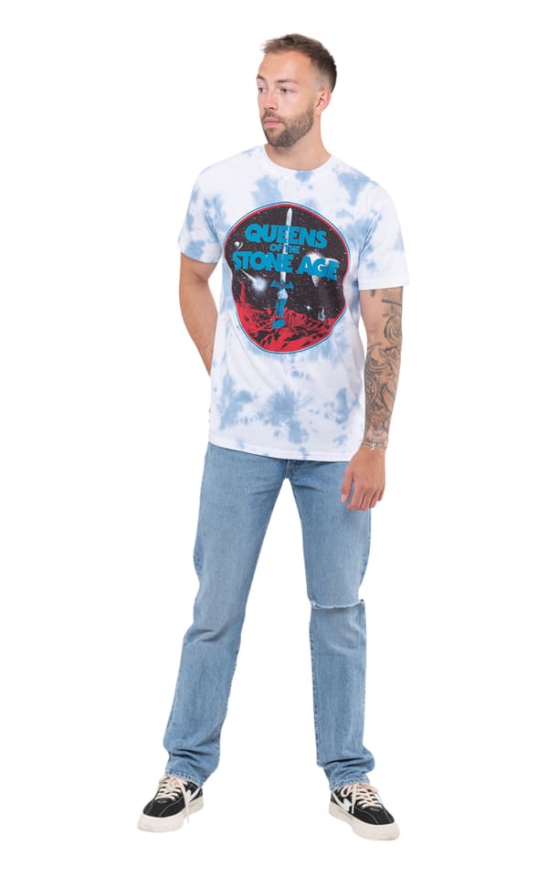 Queens Of The Stone Age T Shirt Branca Sword Official Unisex Dip Dye White