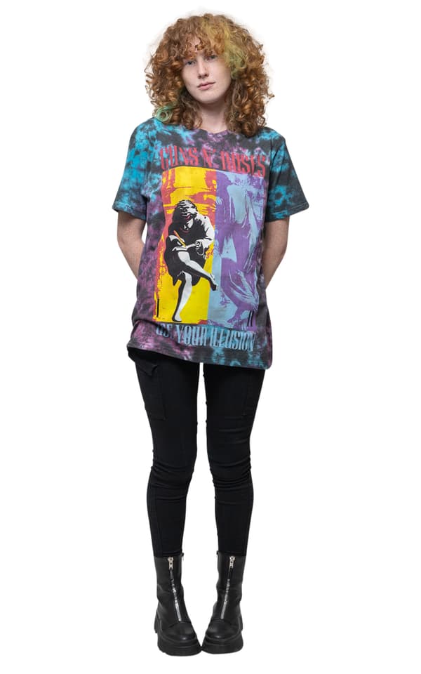 Guns N' Roses T Shirt Use Your Illusion Logo Official Unisex Dye Wash Blue