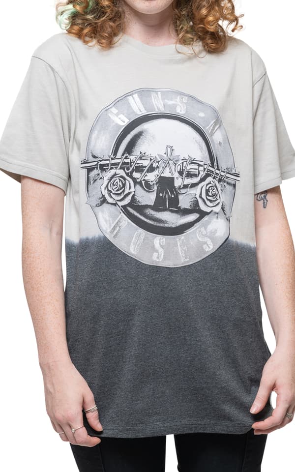 Guns N' Roses T Shirt Tonal Bullet Logo Official Unisex Dip Dye Grey
