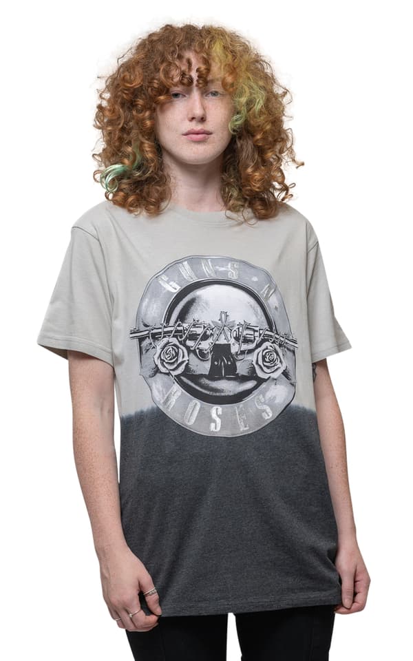 Guns N' Roses T Shirt Tonal Bullet Logo Official Unisex Dip Dye Grey