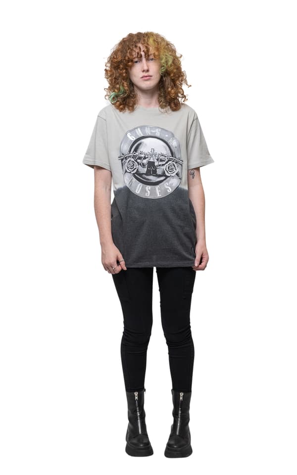 Guns N' Roses T Shirt Tonal Bullet Logo Official Unisex Dip Dye Grey