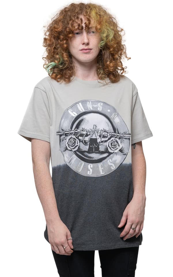 Guns N' Roses T Shirt Tonal Bullet Logo Official Unisex Dip Dye Grey