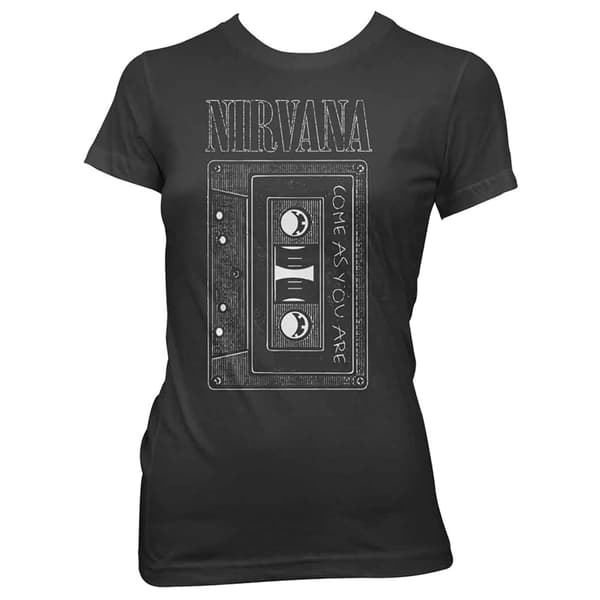 Nirvana T Shirt Come as You Are Tape Logo Official Womens Skinny Fit Black
