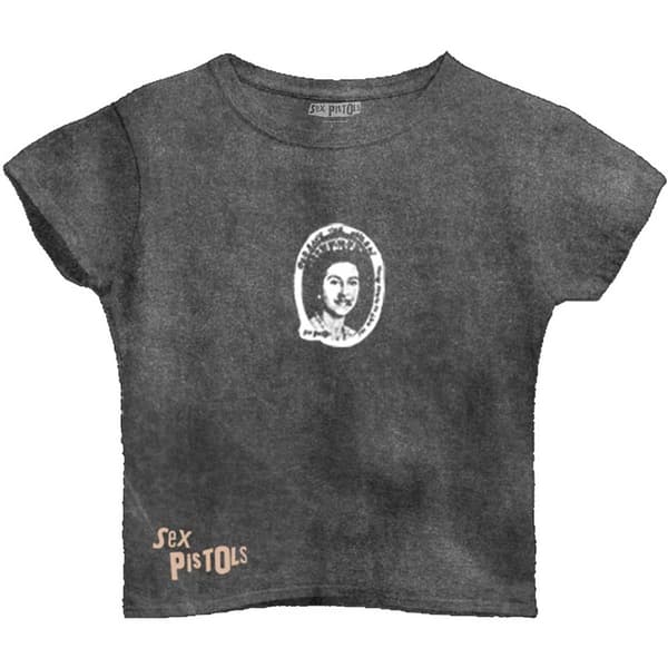 The Sex Pistols Ladies Crop Top: God Save The Queen (Mineral Wash) (Large)