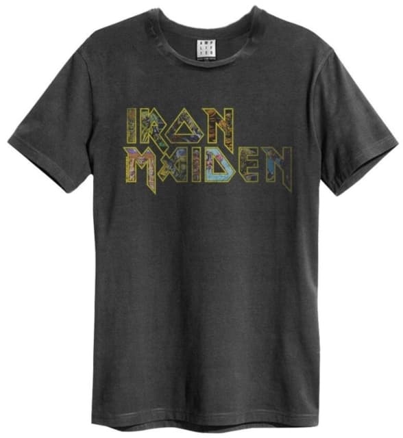 Iron Maiden Eddies Logo Amplified Vintage Charcoal Xx Large T Shirt