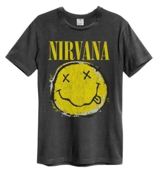 Nirvana: Worn Out Smiley Amplified Vintage Charcoal Large T Shirt