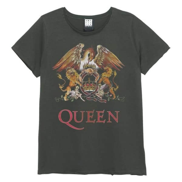 Queen: Royal Crest Amplified Vintage Charcoal Large Ladies T Shirt