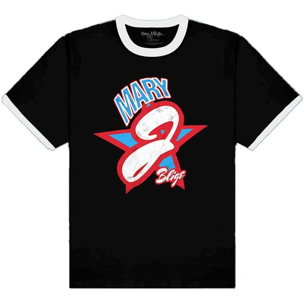 Mary J Blige Unisex T-Shirt: Americana (Ringer) (Medium)