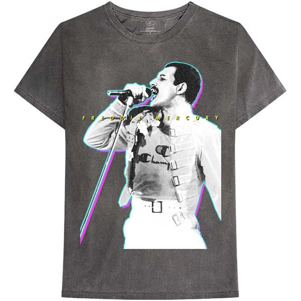 Freddie Mercury Unisex T-Shirt: Glow (Mineral Wash) (X-Large)