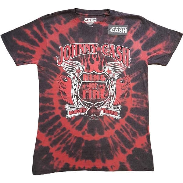 Johnny Cash Unisex T-Shirt: Ring of Fire (Dip-Dye) (Small)