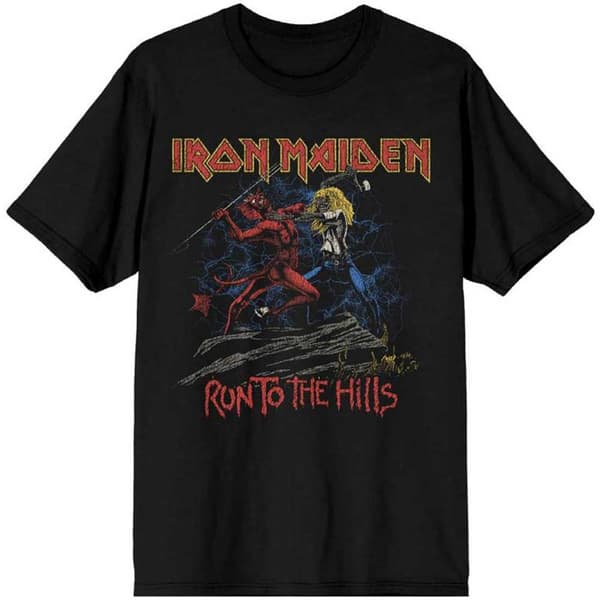 Iron Maiden Unisex T-Shirt: Number of the Beast Run To The Hills Distress (Medium)