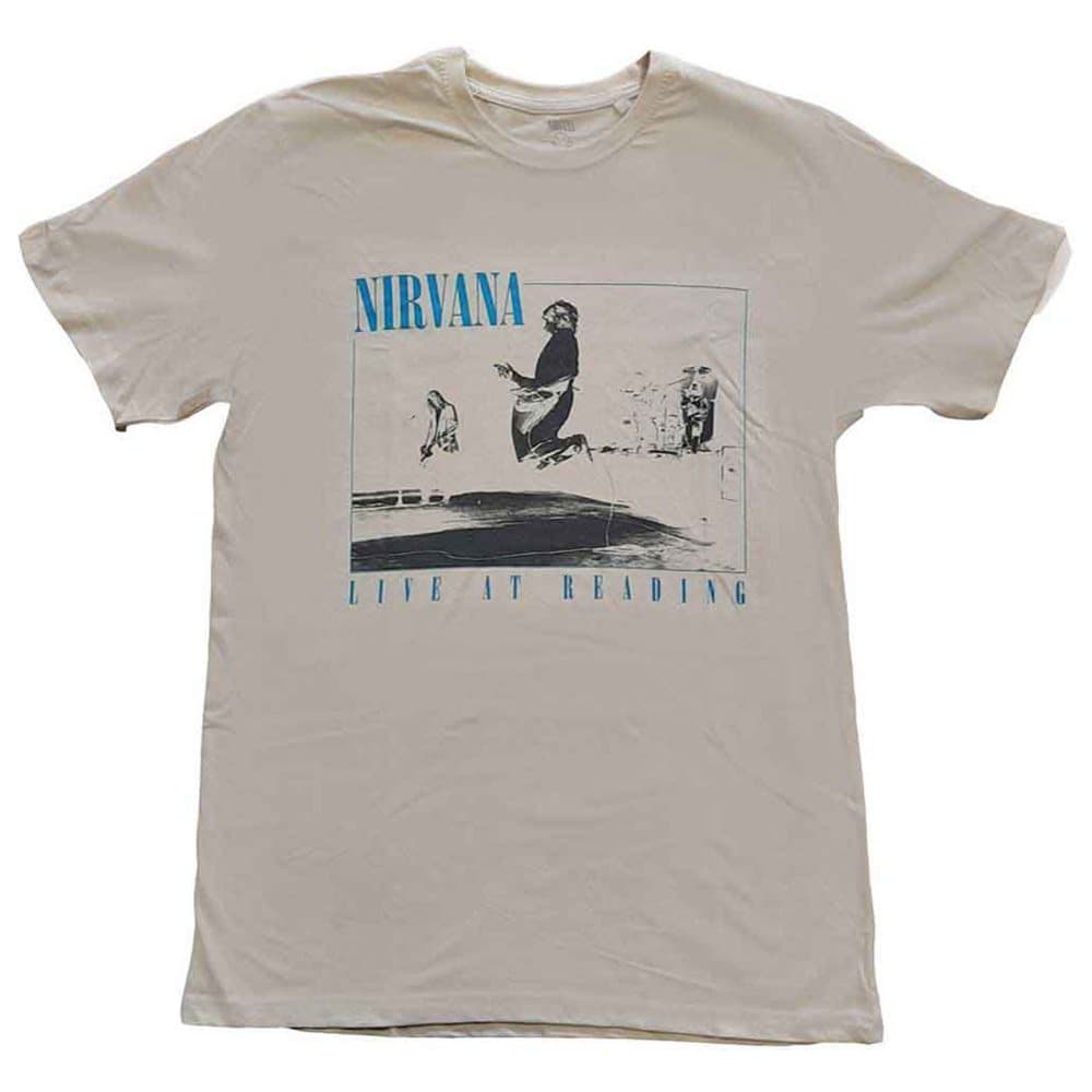 Nirvana T Shirt Live at Reading Band Logo Official Mens Sand