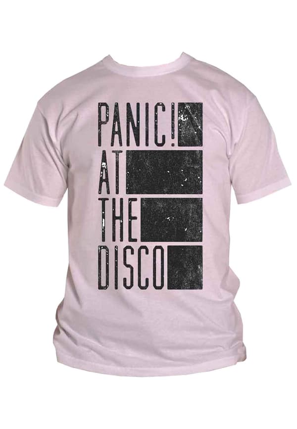 Panic! At The Disco T Shirt Bars Band Logo Official Mens White
