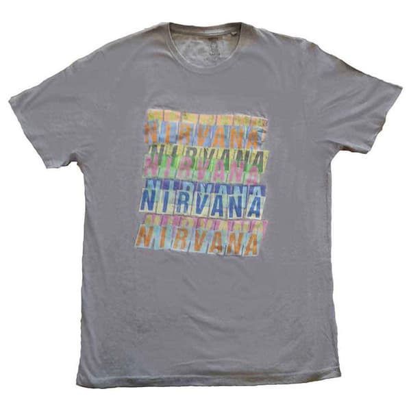 Nirvana T Shirt Repeat Band Logo Official Mens Grey Grey XL