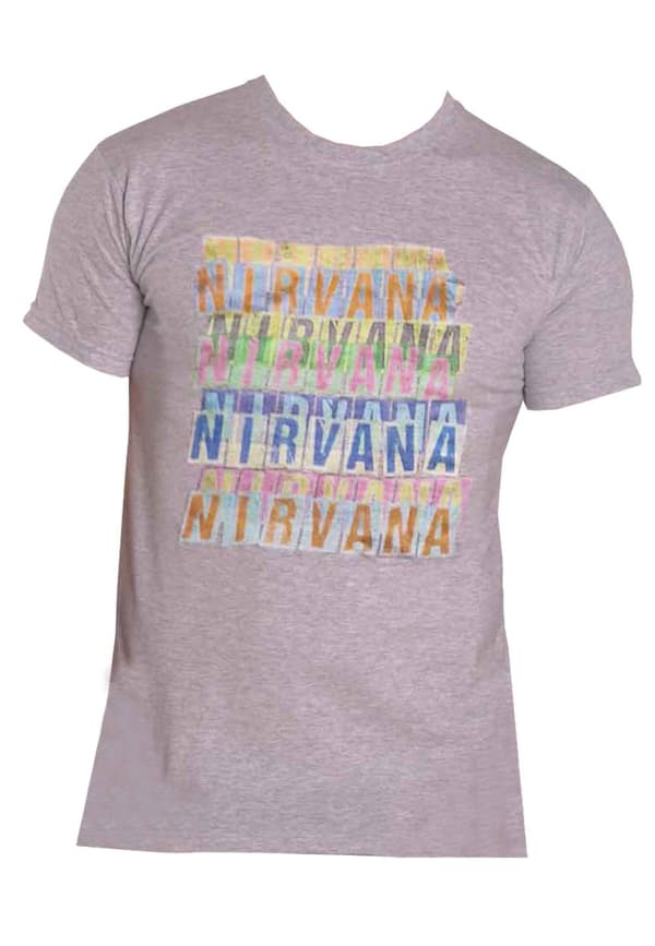 Nirvana T Shirt Repeat Band Logo Official Mens Grey