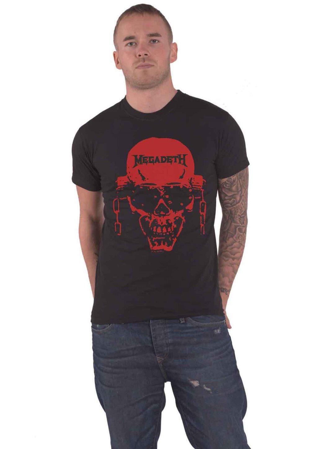 Megadeth T Shirt Vic Hi-Contrast Red Band Logo Official Mens Black