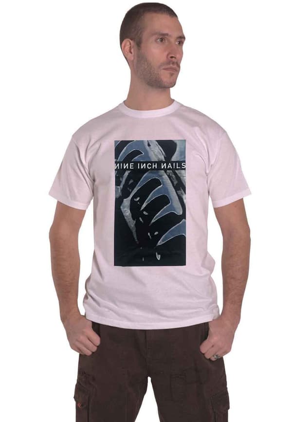 Nine Inch Nails T Shirt Pretty Hate Machine Band Logo Official Mens White