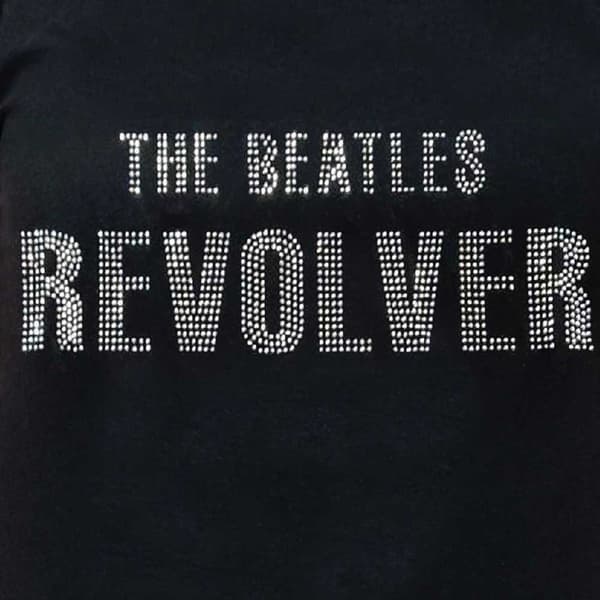 The Beatles T Shirt Revolver Diamante Official Womens Skinny Fit Black