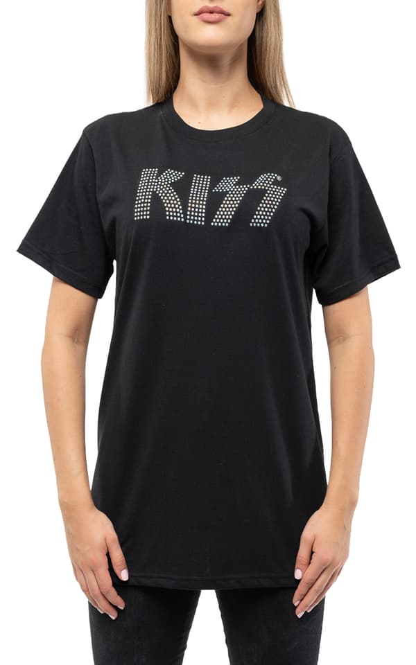 KISS T Shirt Diamante Classic Band Logo Official Unisex Black
